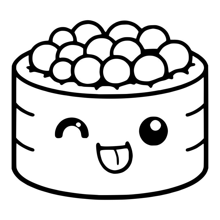 Winking Gunkan Sushi With Roe and Tongue Out — free food SVG cut file