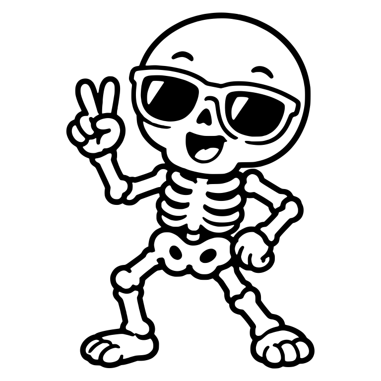 Skeleton in Sunglasses Flashing a Peace Sign — free skeleton SVG cut file