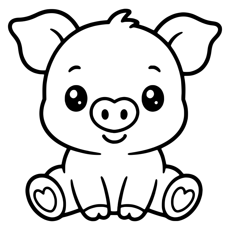 Sitting Piglet with Hearts on the Foot Soles — free animal SVG cut file