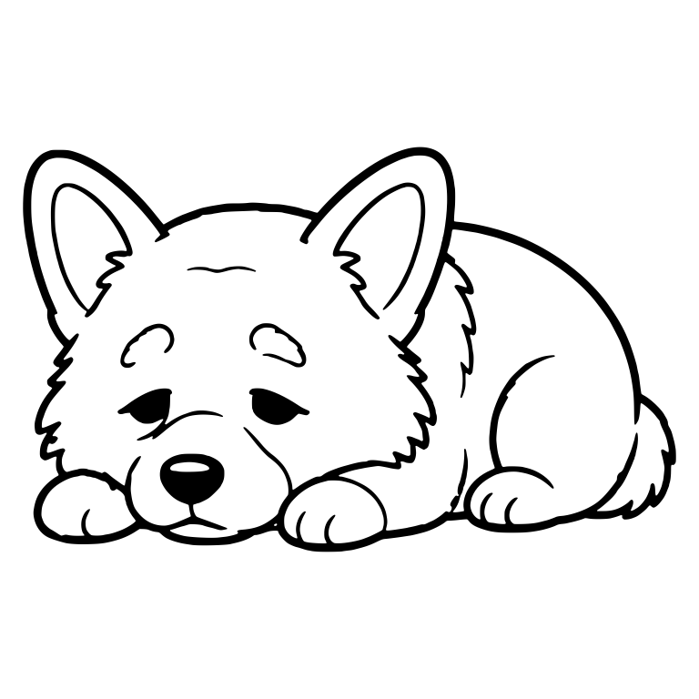 Sleepy Senior Corgi Lying Down With Droopy Eyes — free animal SVG cut file
