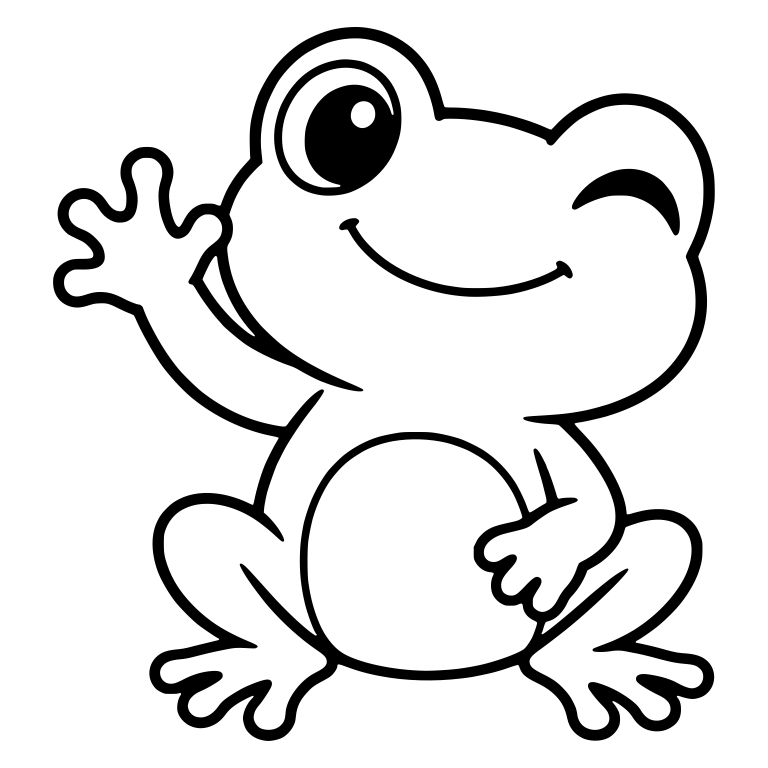 Winking Chibi Frog Waving with Hand on Belly — free animal SVG cut file