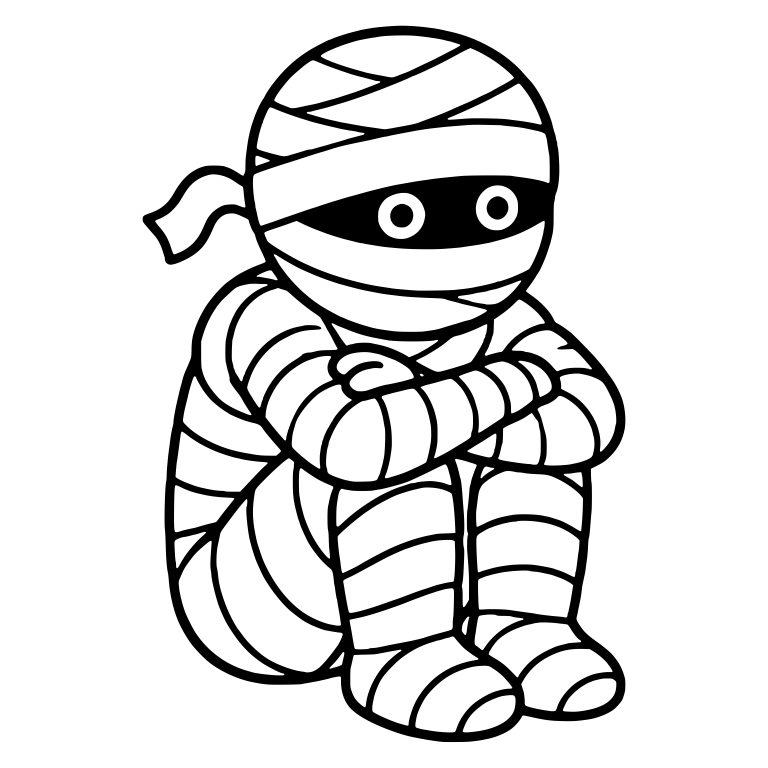 Sitting Mummy Hugging Knees With Folded Arms — free fantasy-creature SVG cut file