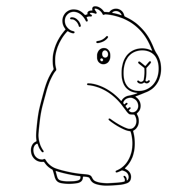 Shy Capybara Standing Sideways with Paws Clasped — free animal SVG cut file