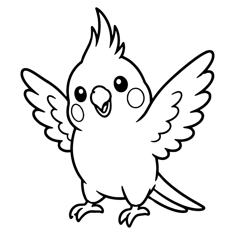 Happy Cockatiel With Wings Spread Wide — free animal SVG cut file