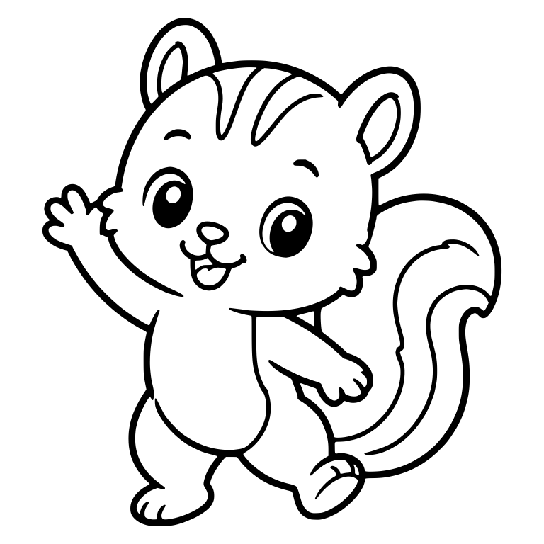 Waving Kawaii Squirrel Walking With Striped Tail — free animal SVG cut file