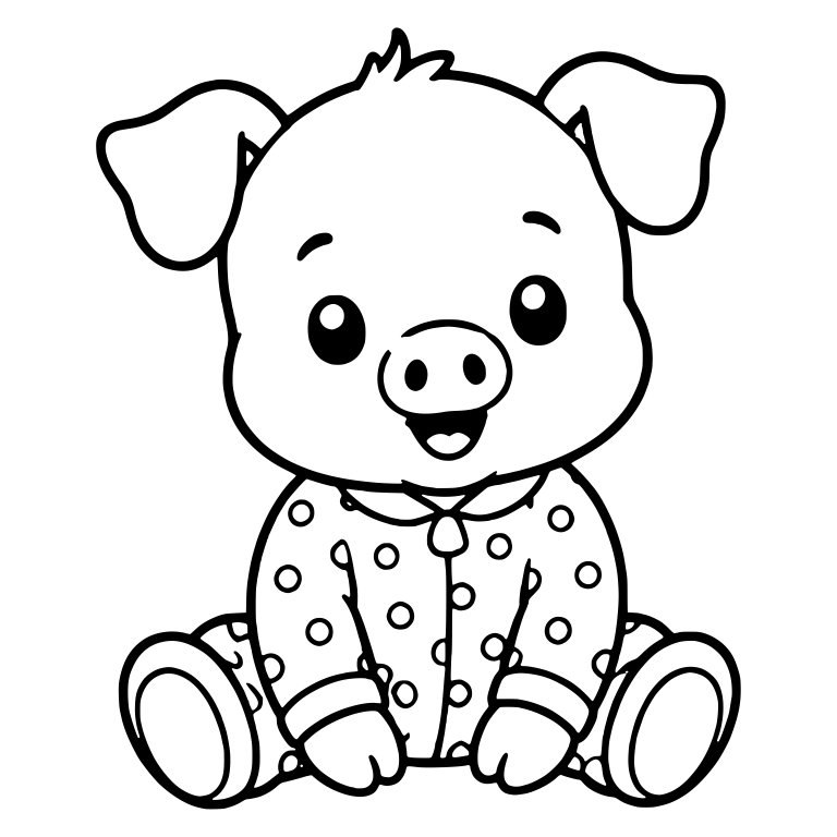 Sitting Piglet in Polka Dot Pajamas (Pigs 1) — free animal SVG cut file