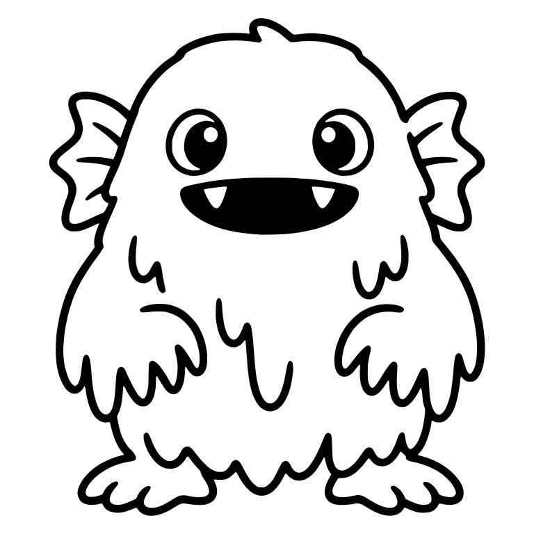 Shaggy Furry Monster With Side Fins and Wide Mouth — free fantasy-creature SVG cut file