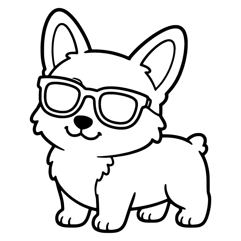 Smiling Corgi Standing in Chunky Sunglasses — free animal SVG cut file