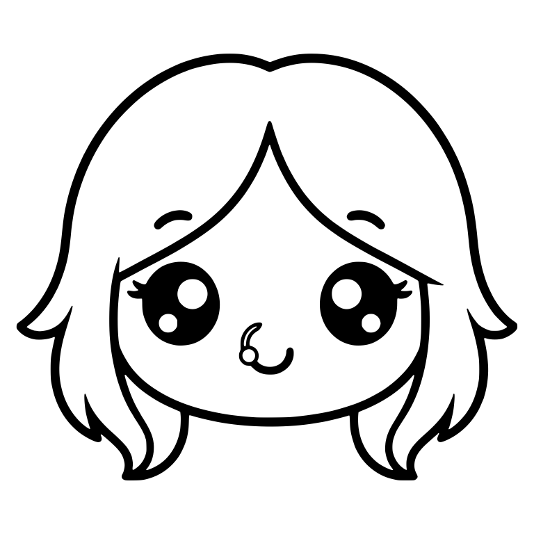 Girl with Side-Swept Bob and Small Nostril Ring — free characters SVG cut file