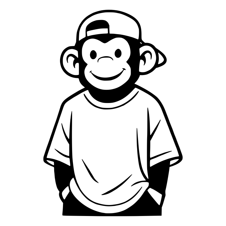 Monkey in Backwards Cap with Hands in Pockets — free animal SVG cut file