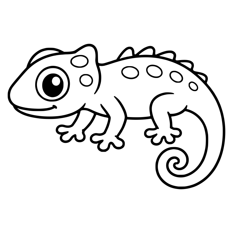 Side View Chameleon With Spiked Back And Curled Tail — free animal SVG cut file