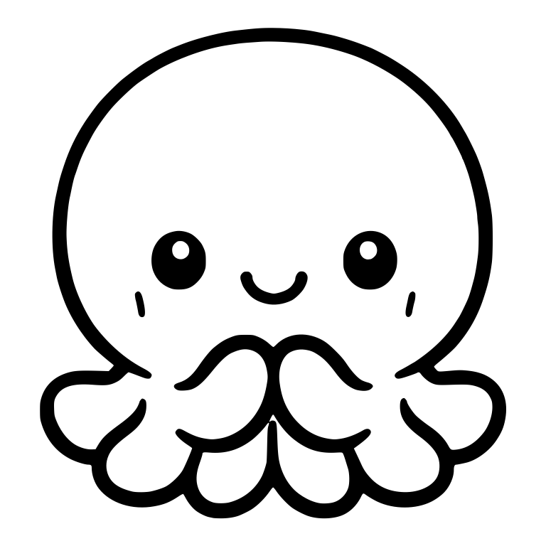 Shy Octopus With Tentacles Clasped and Blush Marks — free animal SVG cut file