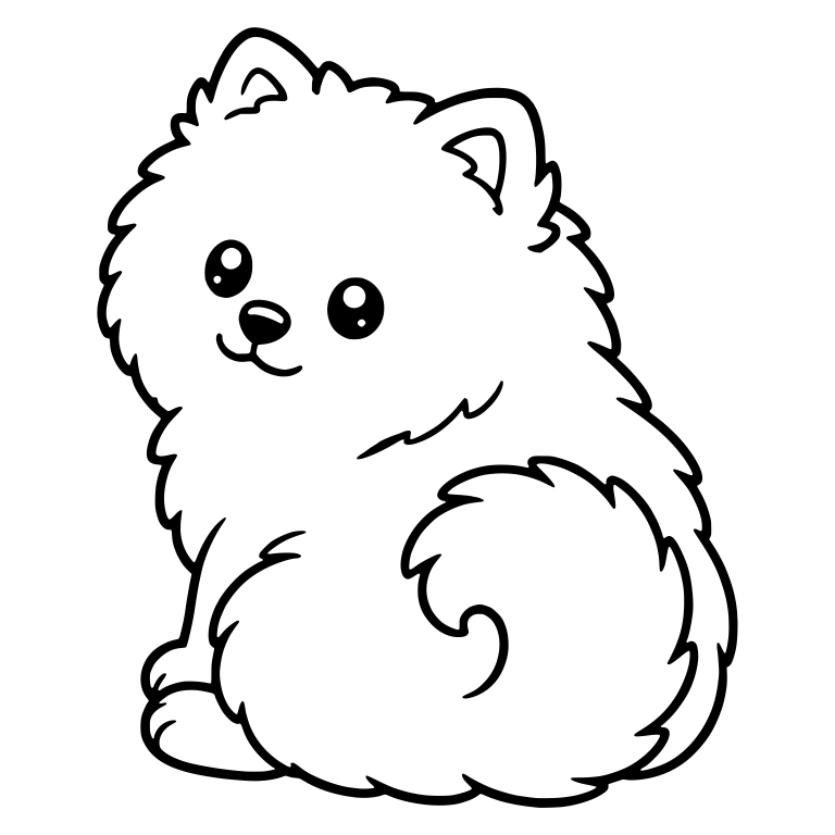 Pomeranian Looking Back Over Shoulder with Curled Tail — free animal SVG cut file