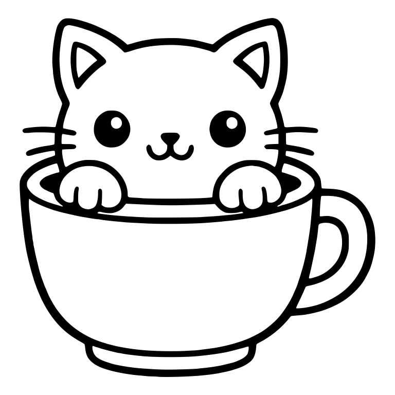 Kitten Peeking Out Of Teacup With Paws On Rim — free animal SVG cut file