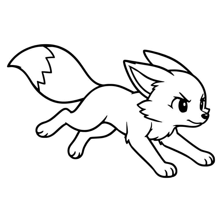 Fox Sprinting in Long Stride with Zigzag Tail Tip — free animal SVG cut file