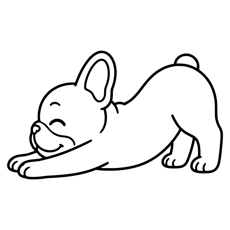 French Bulldog Stretching Downward Dog Side View — free animal SVG cut file