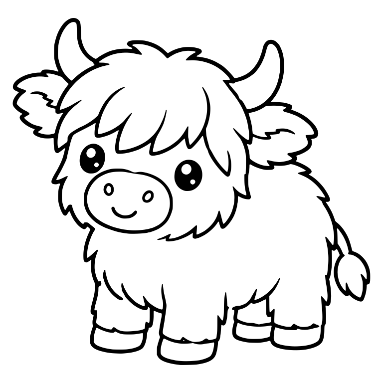 Standing Highland Calf With Long Hanging Tail — free animal SVG cut file