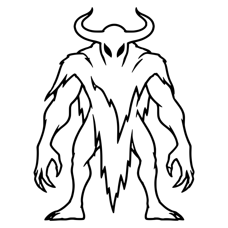 Muscular Horned Demon Standing Front View — free fantasy-creature SVG cut file