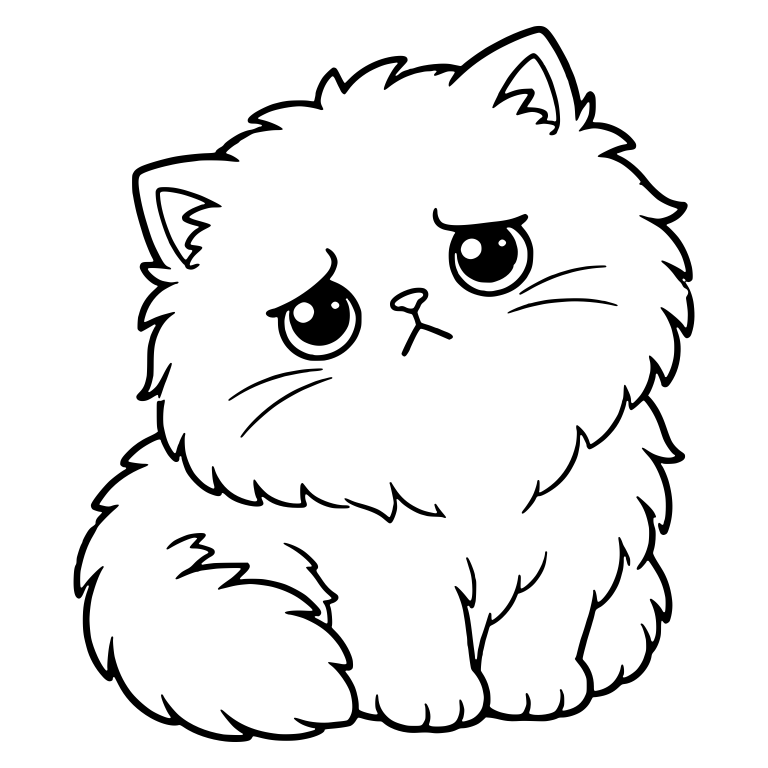 Fluffy Persian Kitten With Tilted Head and Sad Eyes — free animal SVG cut file