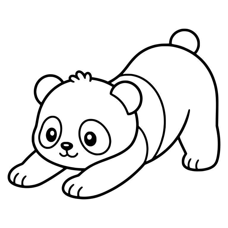 Stretching Panda Cub with Bottom Up and Smile — free animal SVG cut file