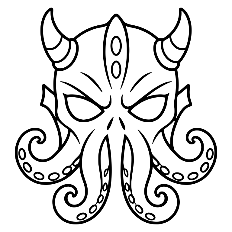 Horned Tentacle Monster With Curled Suction Cup Tentacles — free fantasy-creature SVG cut file