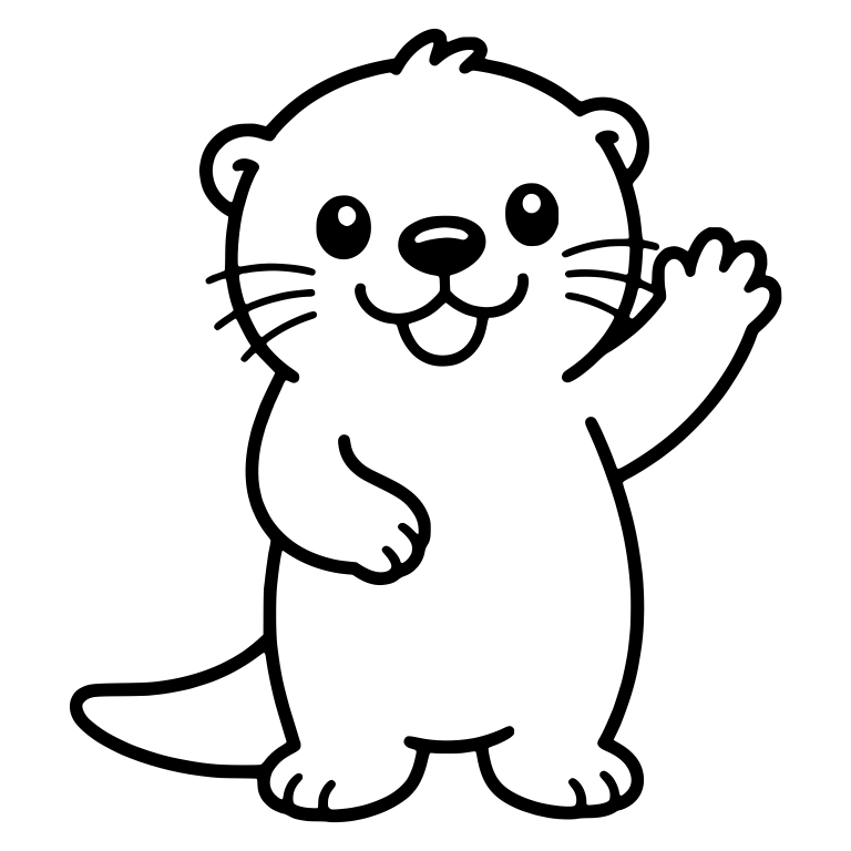 Kawaii Otter Standing and Waving Hello — free animal SVG cut file