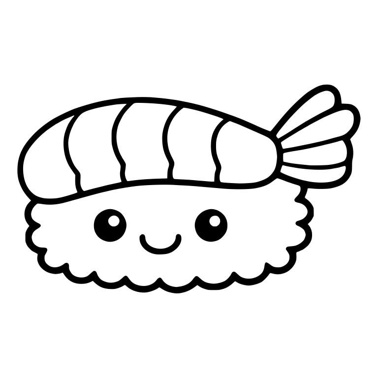 Shrimp Nigiri With Upturned Fan Tail — free food SVG cut file