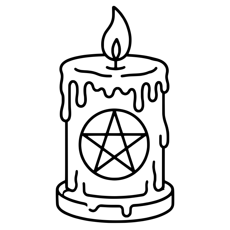 Pentacle Pillar Candle with Dripping Wax and Flame — free objects SVG cut file