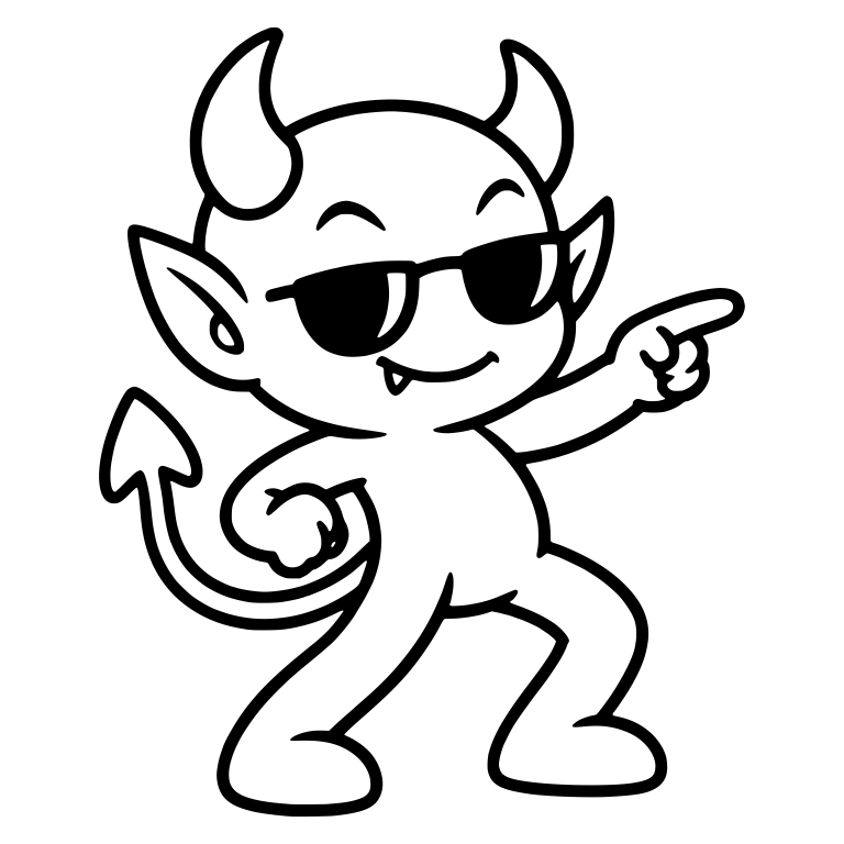 Cool Little Devil in Sunglasses Pointing Sideways — free fantasy-creature SVG cut file