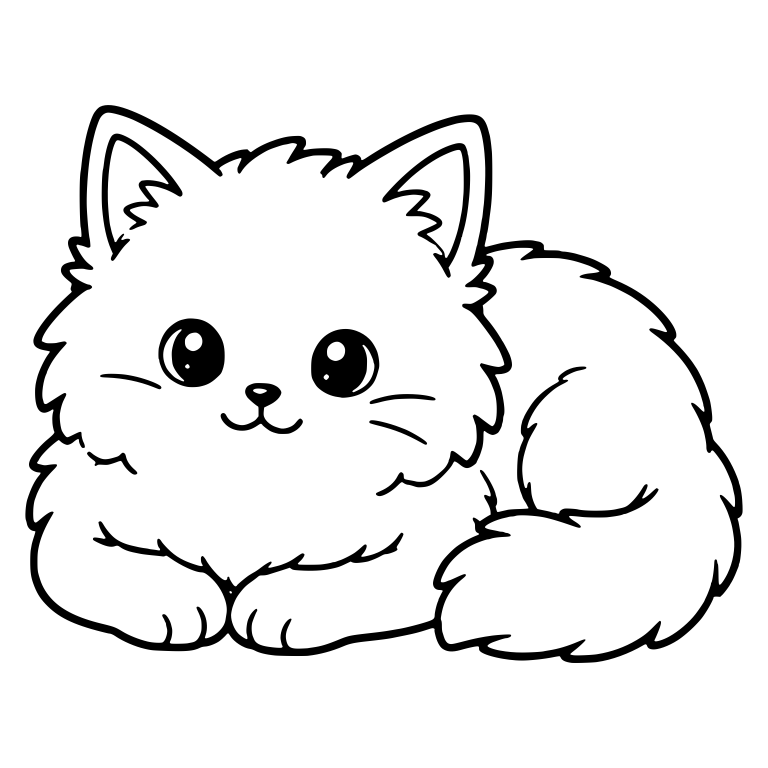 Fluffy Ragdoll Kitten Lying Down With Paws Forward — free animal SVG cut file