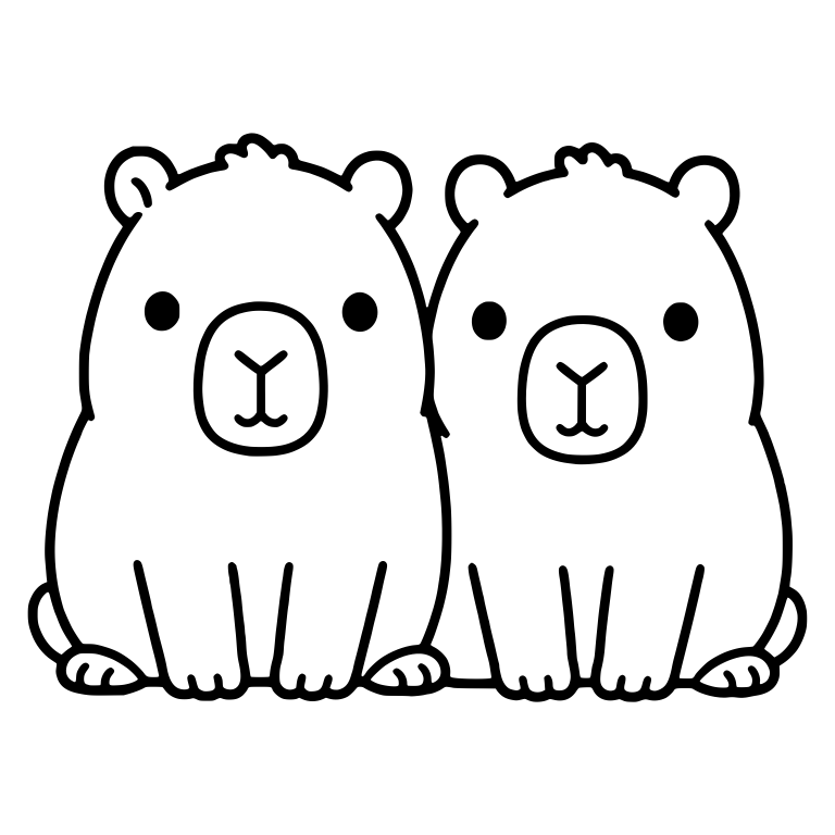 Two Matching Capybaras Sitting Shoulder to Shoulder — free animal SVG cut file