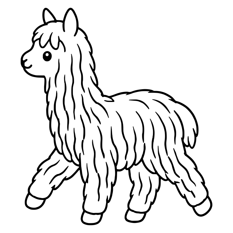 Suri Alpaca Cria Walking in Side Profile — free animal SVG cut file