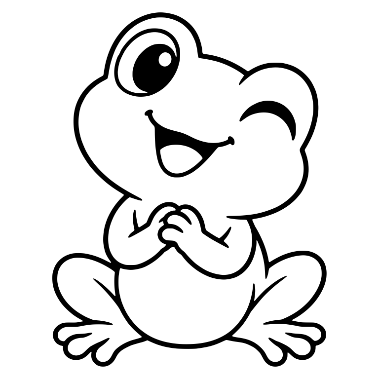 Winking Chibi Frog Sitting With Clasped Hands — free animal SVG cut file