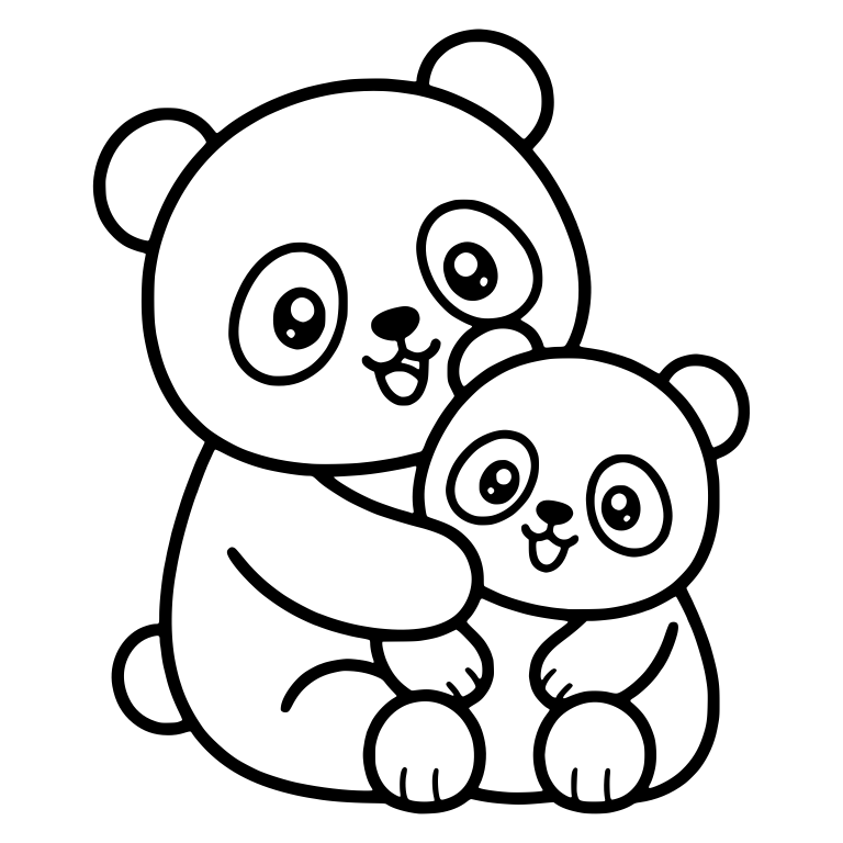 Mother Panda Hugging Baby Panda Cub — free animal SVG cut file