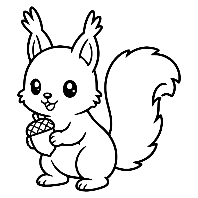 Standing Squirrel Holding an Acorn With Tufted Ears — free animal SVG cut file