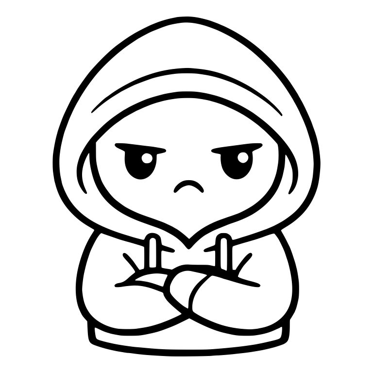 Grumpy Hoodie Kid With Crossed Arms — free characters SVG cut file