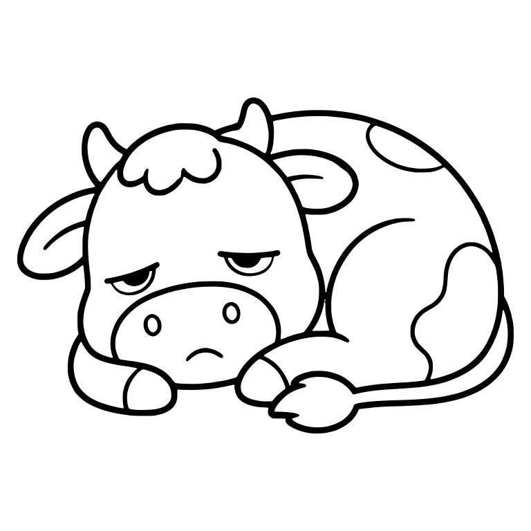 Sleepy Grumpy Cow Curled Up Lying Down — free animal SVG cut file