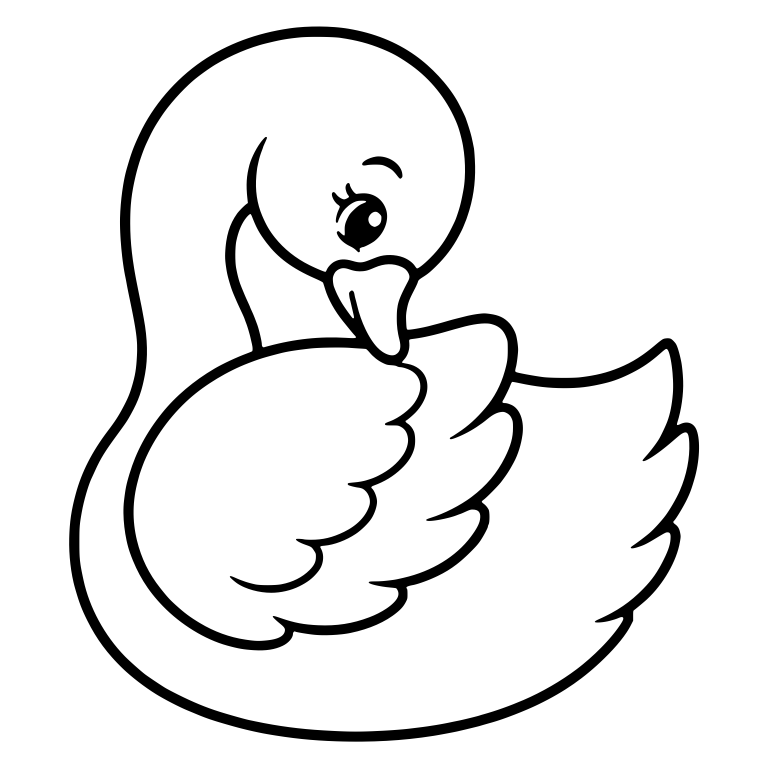 Swan Preening With Beak Tucked Into Its Wing — free animal SVG cut file