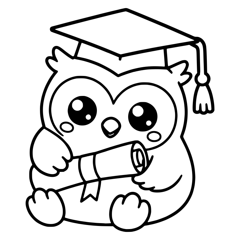 Graduate Owl Holding Diploma Scroll in Graduation Cap — free animal SVG cut file