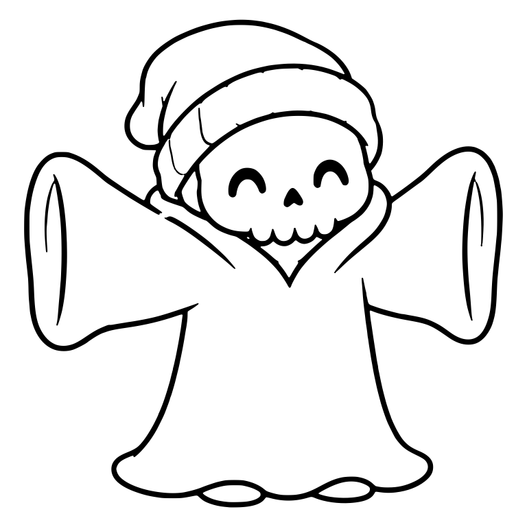 Smiling Beanie Reaper With Arms Spread In Big Sleeves — free characters SVG cut file