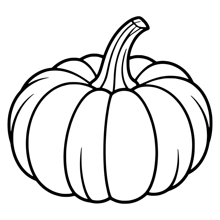 Wide Ribbed Pumpkin with Slim Curved Stem — free floral SVG cut file