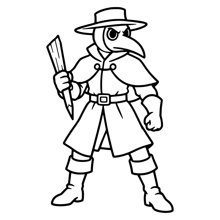 Plague Doctor Gripping Stake With Clenched Fist — free characters SVG cut file