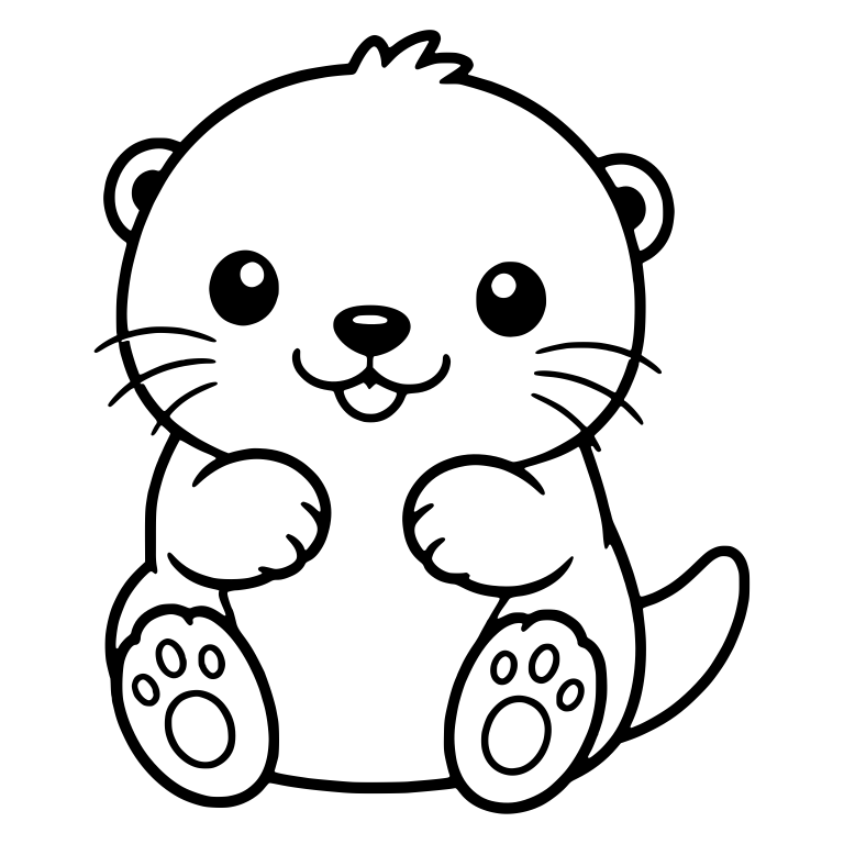 Sitting Otter With Paws Raised and Foot Pads Showing — free animal SVG cut file