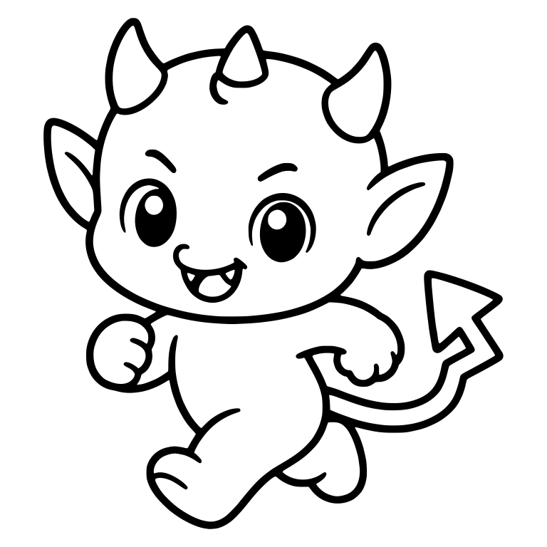 Running Little Devil with Three Horns and Arrow Tail — free fantasy-creature SVG cut file