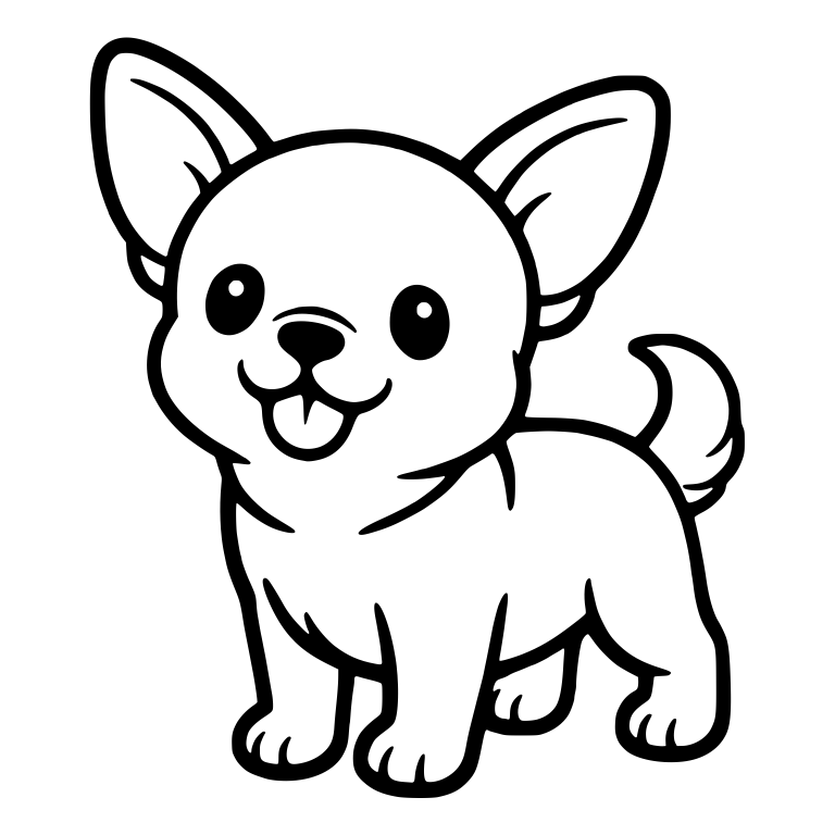 Standing Chihuahua Puppy with Big Ears and Curled Tail — free animal SVG cut file