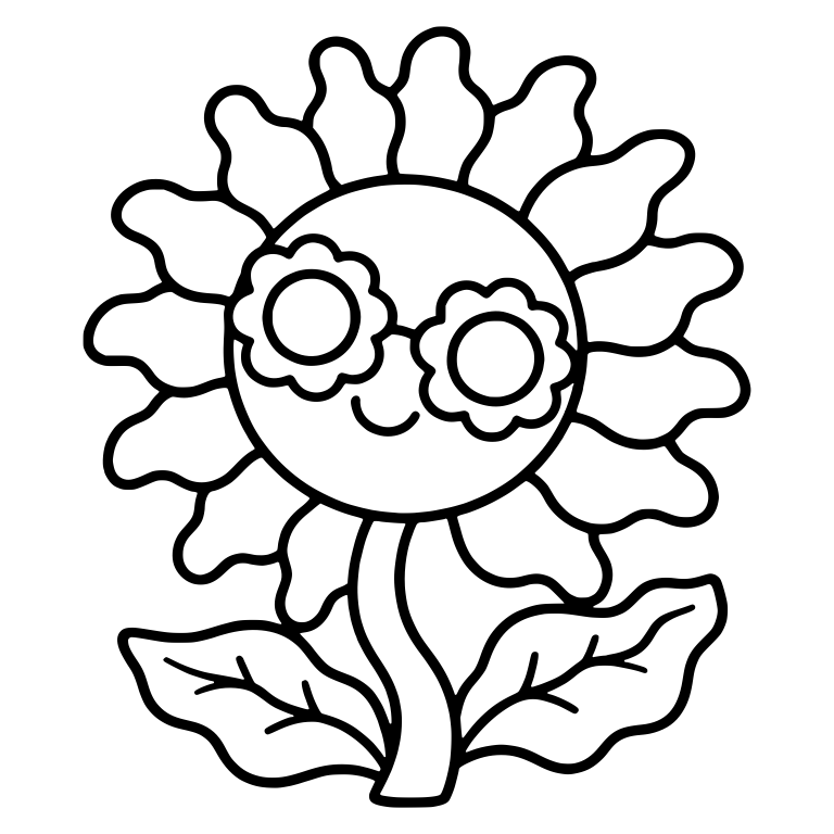Wavy Petal Flower With Flower Shaped Glasses — free floral SVG cut file