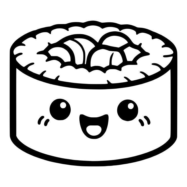 Open-Mouth Sushi Roll With Fish Slices and Leaf — free food SVG cut file