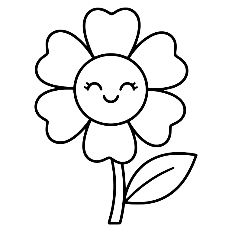 Cheerful Heart Petal Flower With One Leaf — free floral SVG cut file