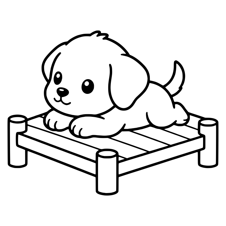 Puppy Lying on Wooden Dock Resting Chin on Paws — free animal SVG cut file