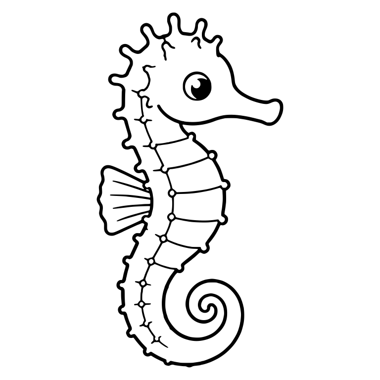 Seahorse With Dotted Spine Joints And Textured Crest — free animal SVG cut file
